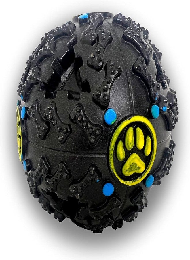 RoverPets Squeaky Ball Toy Treat Food Dispenser Ball with Duck Sound, Dental Cleaning and Interactive for Small and Medium Dogs (Black) - Image 1
